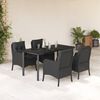 vidaXL 5 Piece Garden Dining Set with Cushions Black Poly Rattan