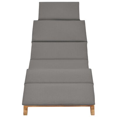 vidaXL Folding Sun Lounger with Dark Grey Cushion Solid Teak Wood