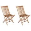 vidaXL Folding Garden Chair 2 pcs Natural Solid Teak Wood