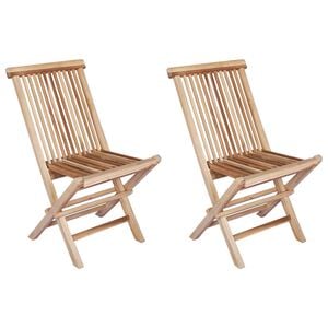 vidaXL Folding Garden Chair 2 pcs Natural Solid Teak Wood