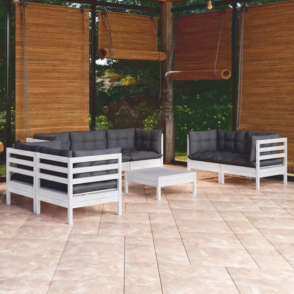 vidaXL 8 Piece Garden Lounge Set with Cushions Solid Pinewood