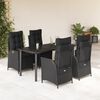 vidaXL 5 Piece Garden Dining Set with Cushions Black Poly Rattan