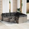 vidaXL Sofa Set with Cushion with Storage 9 pcs Grey Poly Rattan