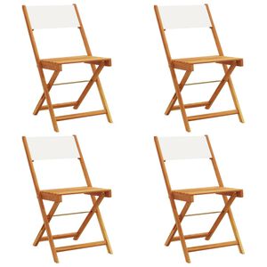 vidaXL Folding Garden Chairs 4 pcs Cream White Fabric and Solid Wood