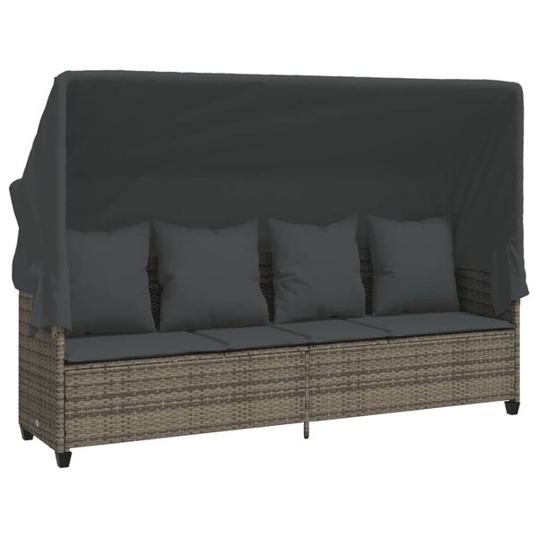 vidaXL 5 Piece Garden Sofa Set with Cushions Grey Poly Rattan