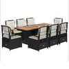 vidaXL 9 Piece Garden Dining Set with Cushions Black Poly Rattan