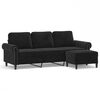 vidaXL 3-Seater Sofa with Footstool Black 180 cm Velvet