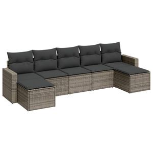 vidaXL 7 Piece Garden Sofa Set with Cushions Grey Poly Rattan