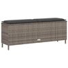 vidaXL Garden Bench with Cushion Grey 110x30x40.5 cm Poly Rattan
