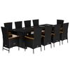 vidaXL 11 Piece Garden Dining Set with Cushions Black Poly Rattan