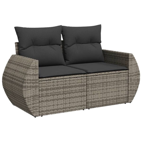 vidaXL 8 Piece Garden Sofa Set with Cushions Grey Poly Rattan