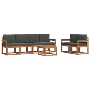 vidaXL Outdoor Sofa Set 7 pcs Natural and Anthracite