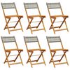 vidaXL Folding Chairs 6 pcs Grey Poly Rattan and Solid Wood