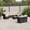 vidaXL 10 Piece Garden Sofa Set with Cushions Black Poly Rattan