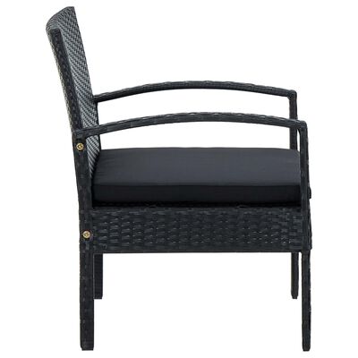 vidaXL Garden Chair with Cushion Poly Rattan Black