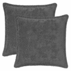vidaXL Cushion Cover 2 pcs HOUTEN Dark Grey 40 x 40 cm Faux Rabbit Fur