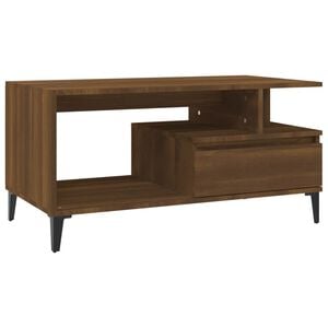 vidaXL Coffee Table | Brown Oak | Engineered wood, Metal | 90x49x45 cm