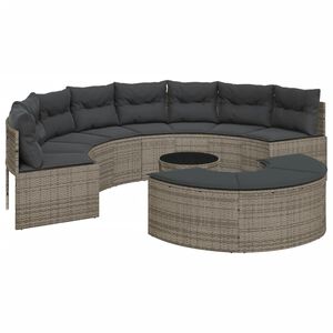 vidaXL 3 Piece Garden Sofa Set Half-Round Grey Poly Rattan