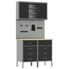 vidaXL Work Cabinet Set 5 pcs Black Steel and Engineered Wood