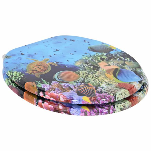 vidaXL WC Toilet Seats with Soft Close Lid 2 pcs MDF Deep Sea Design