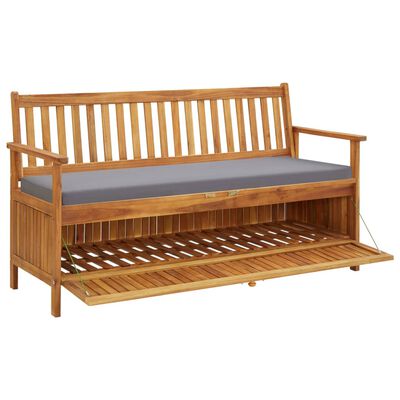 vidaXL Garden Storage Bench with Cushion 148 cm Solid Acacia Wood