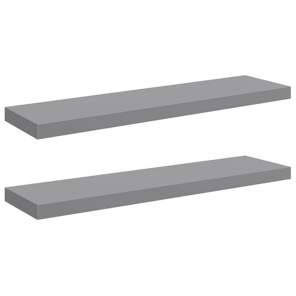 vidaXL Floating Wall Shelves 2 pcs Grey 90x23.5x3.8 cm MDF