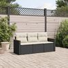 vidaXL 3 Piece Garden Sofa Set with Cushions Black Poly Rattan