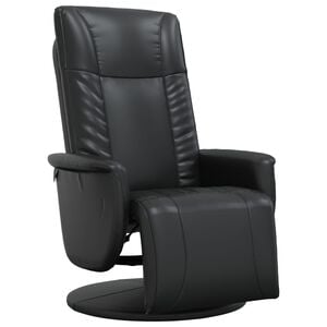 vidaXL Recliner Chair with Footrest Black Faux Leather
