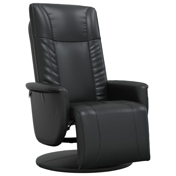 vidaXL Recliner Chair with Footrest Black Faux Leather