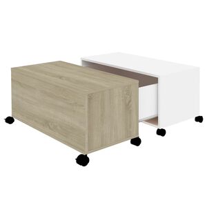 vidaXL Coffee Table | White and sonoma oak | Engineered wood | 75x75x38 cm