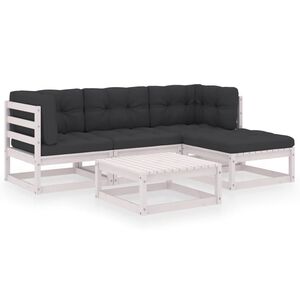 vidaXL 5 Piece Garden Lounge Set with Cushions Solid Wood Pine