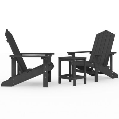 vidaXL Garden Adirondack Chairs with Table HDPE Anthracite