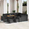 vidaXL Garden Sofa Set with Cushion 13 pcs Black Poly Rattan