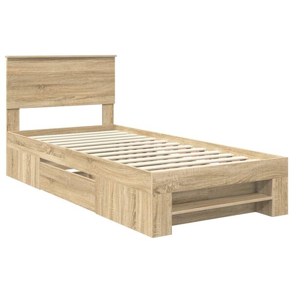 vidaXL Bed Frame with Headboard Sonoma Oak 90 x 200 cm Engineered Wood