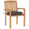 vidaXL Stacking Garden Chairs with Cushions 4 pcs Solid Teak Wood