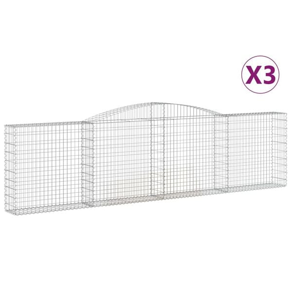vidaXL Arched Gabion Baskets 3 pcs 400x30x100/120 cm Galvanised Iron