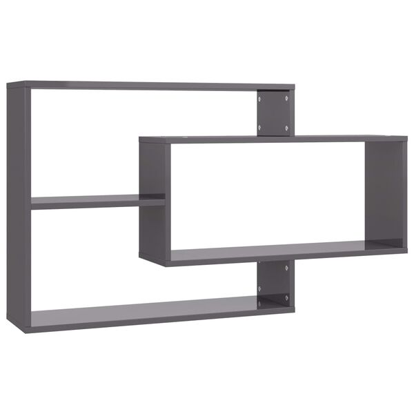 vidaXL Wall Shelf High Gloss Grey 104x20x58.5 cm Engineered Wood