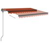 vidaXL Manual Retractable Awning with Posts 3x2.5 m Orange and Brown