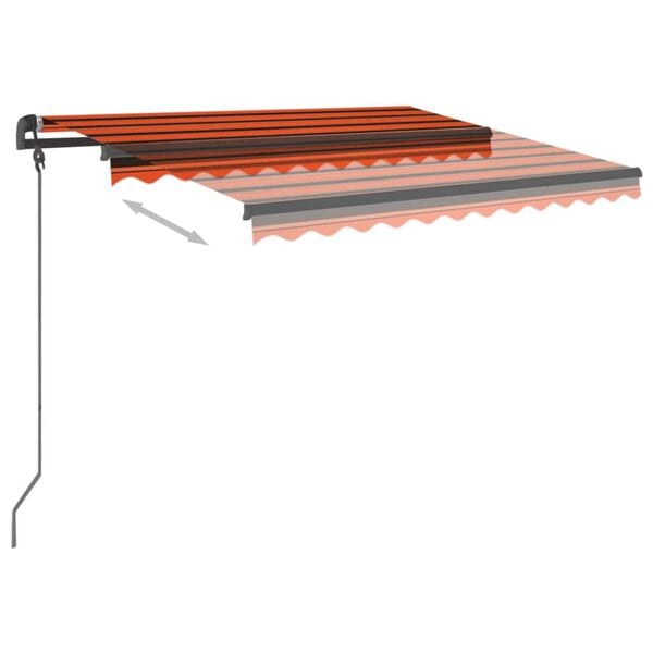 vidaXL Manual Retractable Awning with Posts 3x2.5 m Orange and Brown
