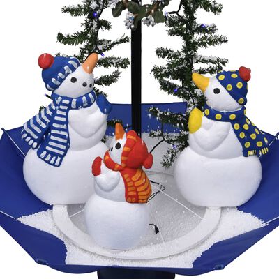 vidaXL Snowing Christmas Tree with Umbrella Base Blue 75 cm PVC