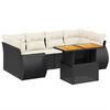 vidaXL 7 Piece Garden Sofa Set with Cushions Black Poly Rattan