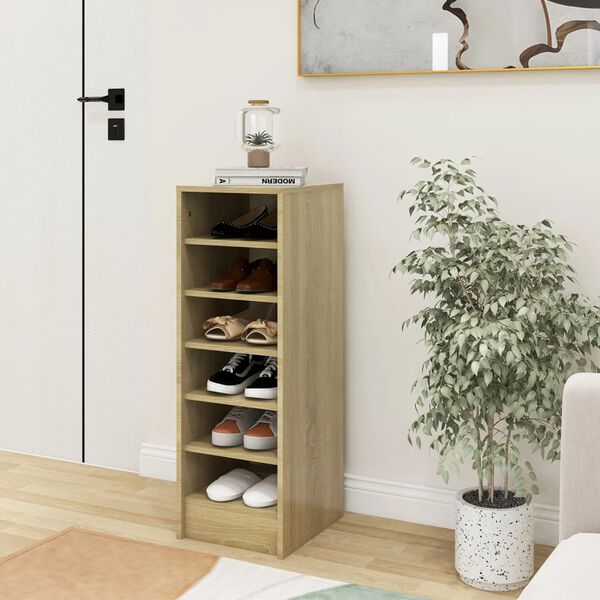 vidaXL Shoe Cabinet Sonoma Oak 31.5x35x90 cm Engineered Wood