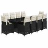 vidaXL 11 Piece Garden Bistro Set with Cushions Black Poly Rattan