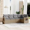 vidaXL 5 Piece Garden Sofa Set with Cushions Beige Poly Rattan