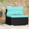 vidaXL Garden Middle Sofa with Cushions Black Poly Rattan