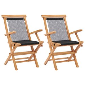 vidaXL Folding Garden Chairs 2 pcs Solid Teak Wood and Rope