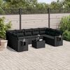 vidaXL 10 Piece Garden Sofa Set with Cushions Black Poly Rattan