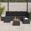 vidaXL Garden Sofa Set with Cushion 7 pcs Black Poly Rattan