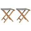 vidaXL Folding Chairs 2 pcs Solid Teak Wood and Fabric Dark Grey