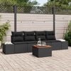 vidaXL Garden Sofa Set with Cushion 5 pcs Black Poly rattan